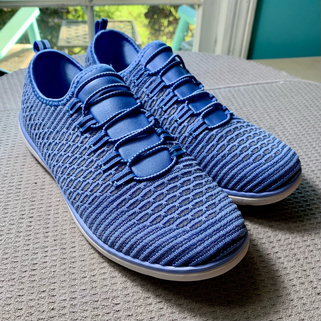 Womens New Sneakers Size 10.5 (Comfortview) Elastic Lace Blue Slip On Sku 377